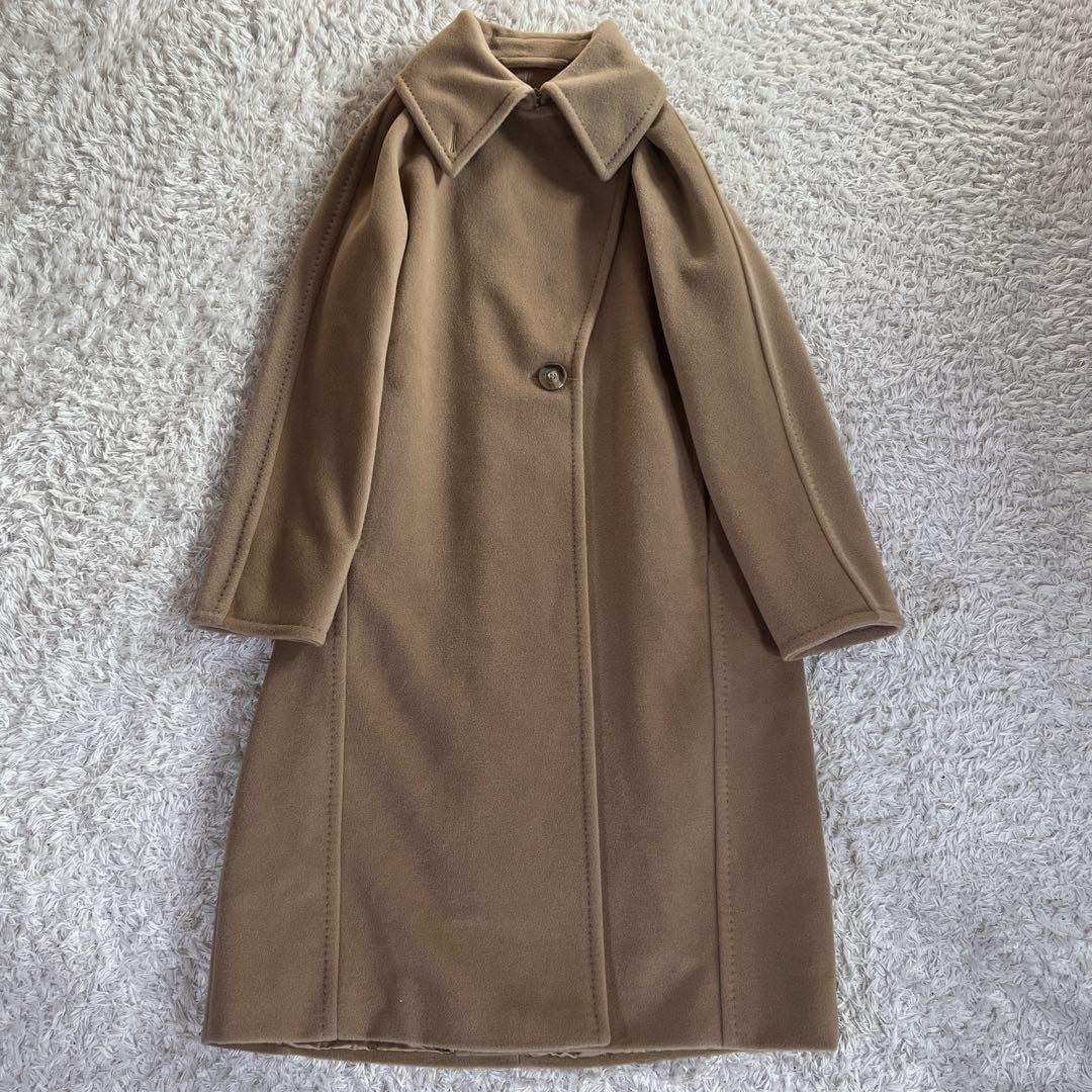 【MaxMara】ロングコート ステンカラーコート　カシミヤ混　キャメル