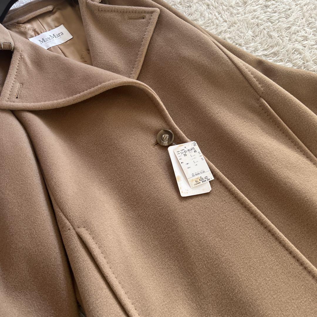 【MaxMara】ロングコート ステンカラーコート　カシミヤ混　キャメル