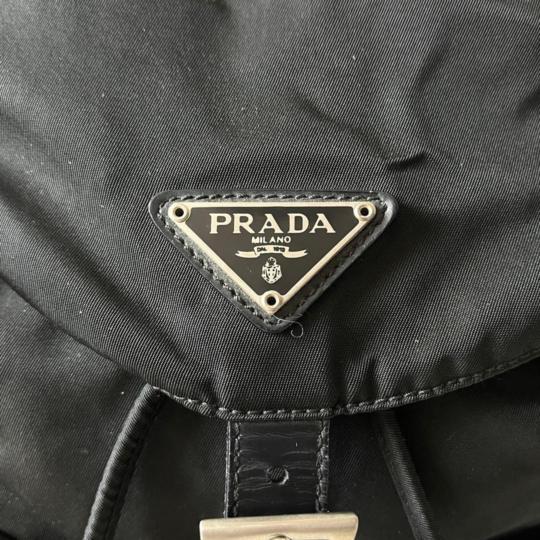 美品✨PRADA プラダ　B6677F リュックナイロン　三角ロゴ　ブラック