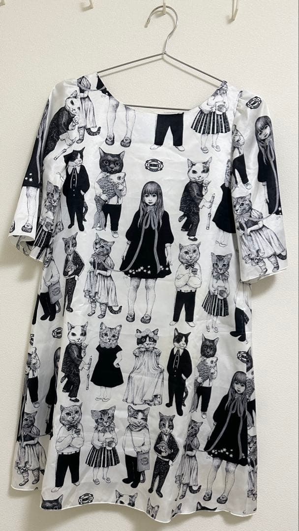 mmts マミタス 猫10匹 総柄 ワンピース ヒグチユウココラボ