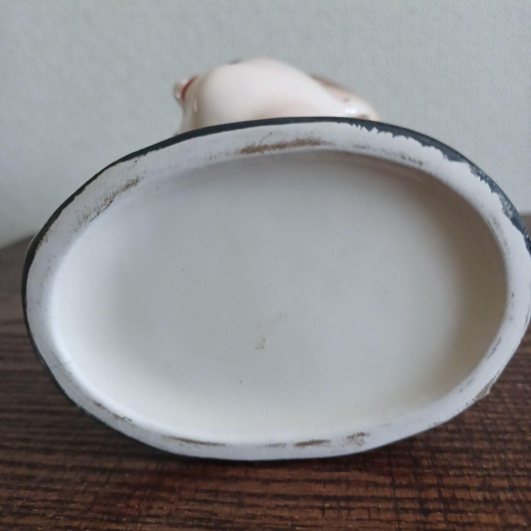 ビンテージ レディヘッドベース 陶器製の置物花瓶　黒のドレスにハートのネックレス