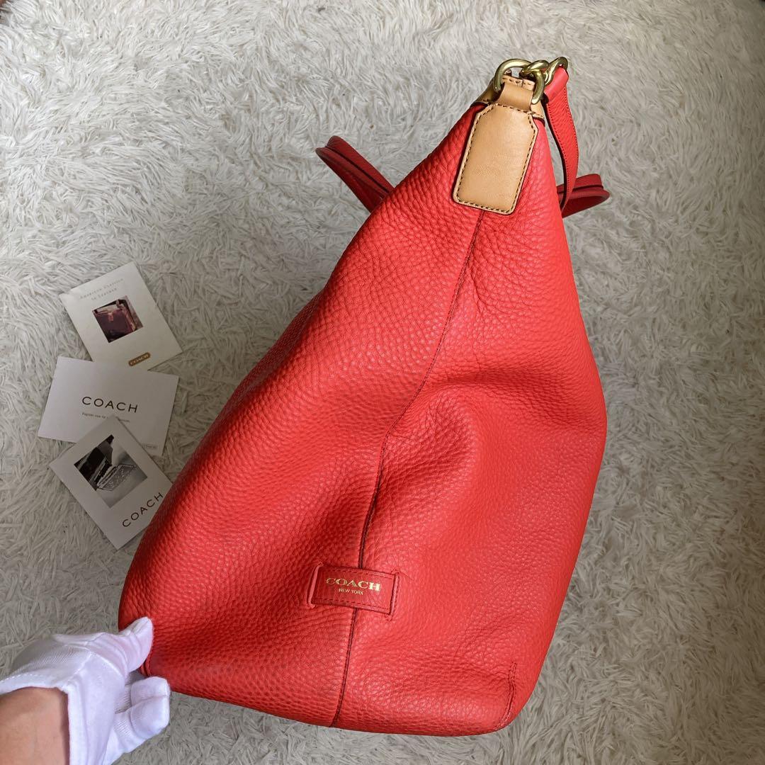 美品 COACH コーチ 特大 トート オレンジ ショルダーバッグ