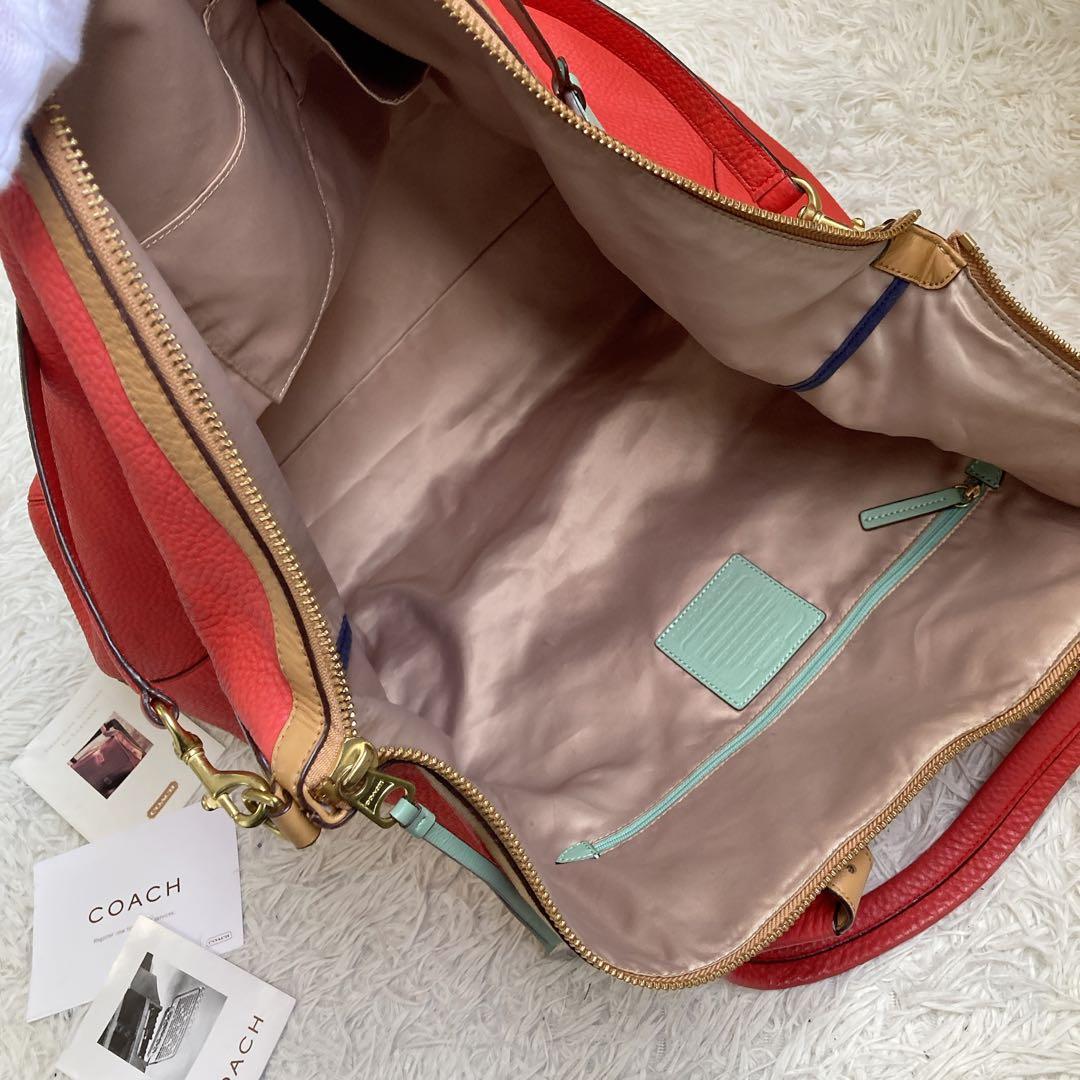 美品 COACH コーチ 特大 トート オレンジ ショルダーバッグ