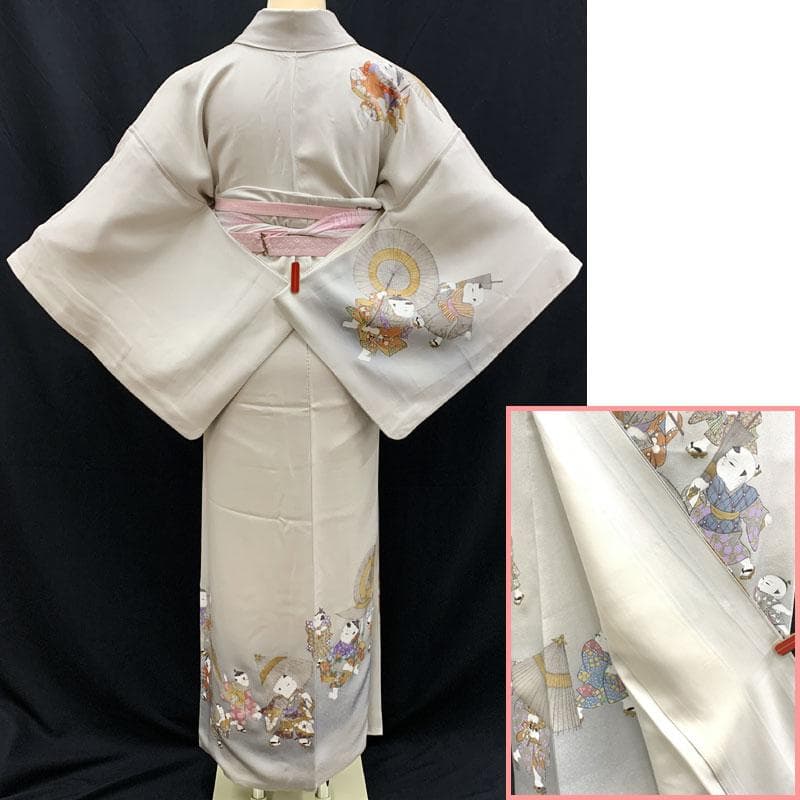 411mh34☆青木龍雲 訪問着 手描き 絵羽 童 唐子 落款 作家物☆美品