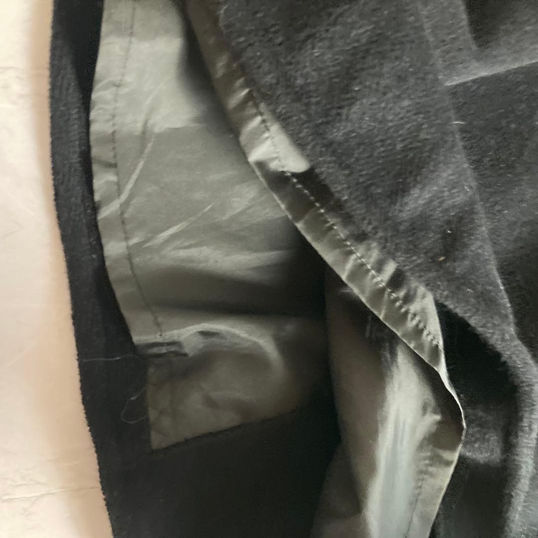 美品　フォックスファー アンゴラ混　ファー付フードポンチョ　サイズフリー　黒