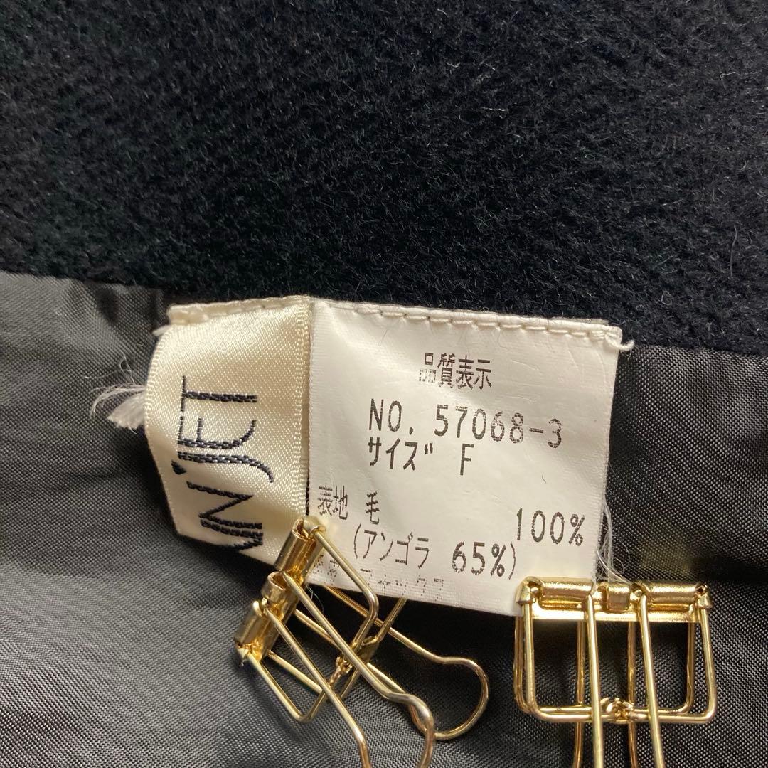 美品　フォックスファー アンゴラ混　ファー付フードポンチョ　サイズフリー　黒