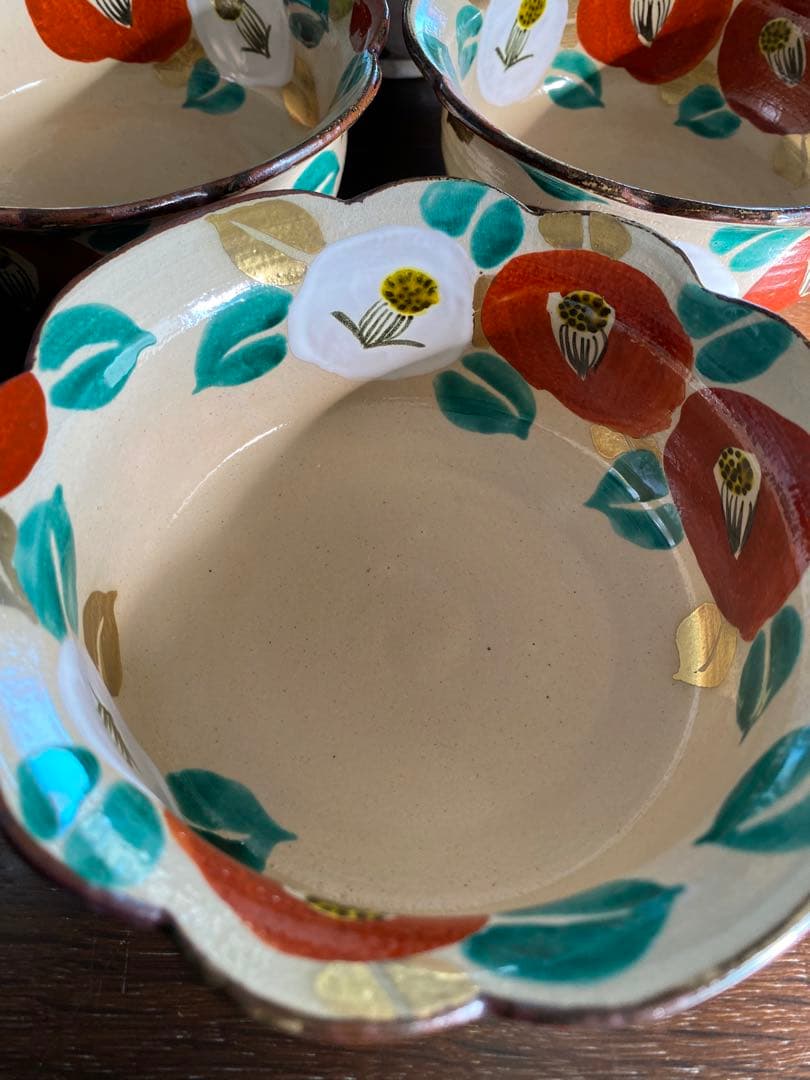 乾山写　椿平向付10客 京焼　新品未使用