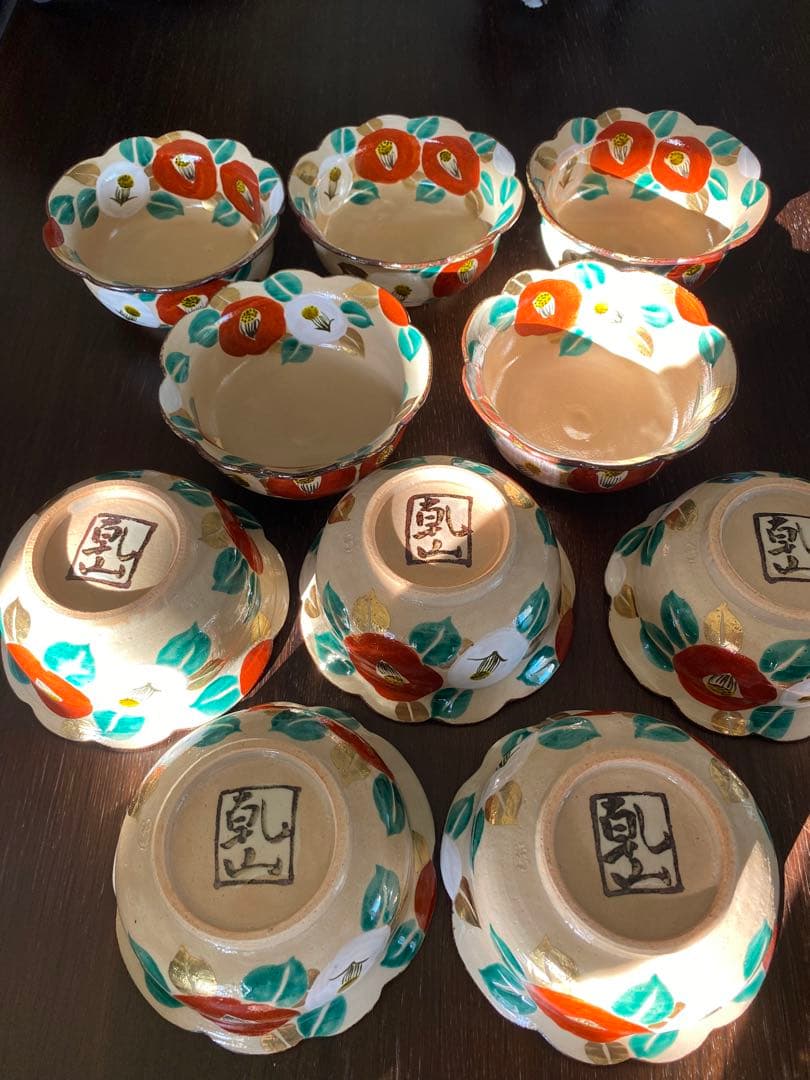 乾山写　椿平向付10客 京焼　新品未使用