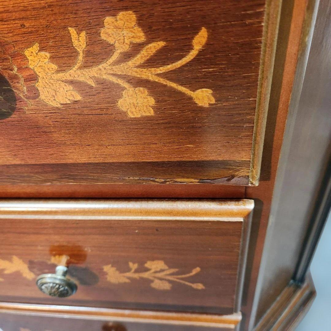 訳あり 象嵌細工風 ミニチェスト 4段チェスト サイドボード