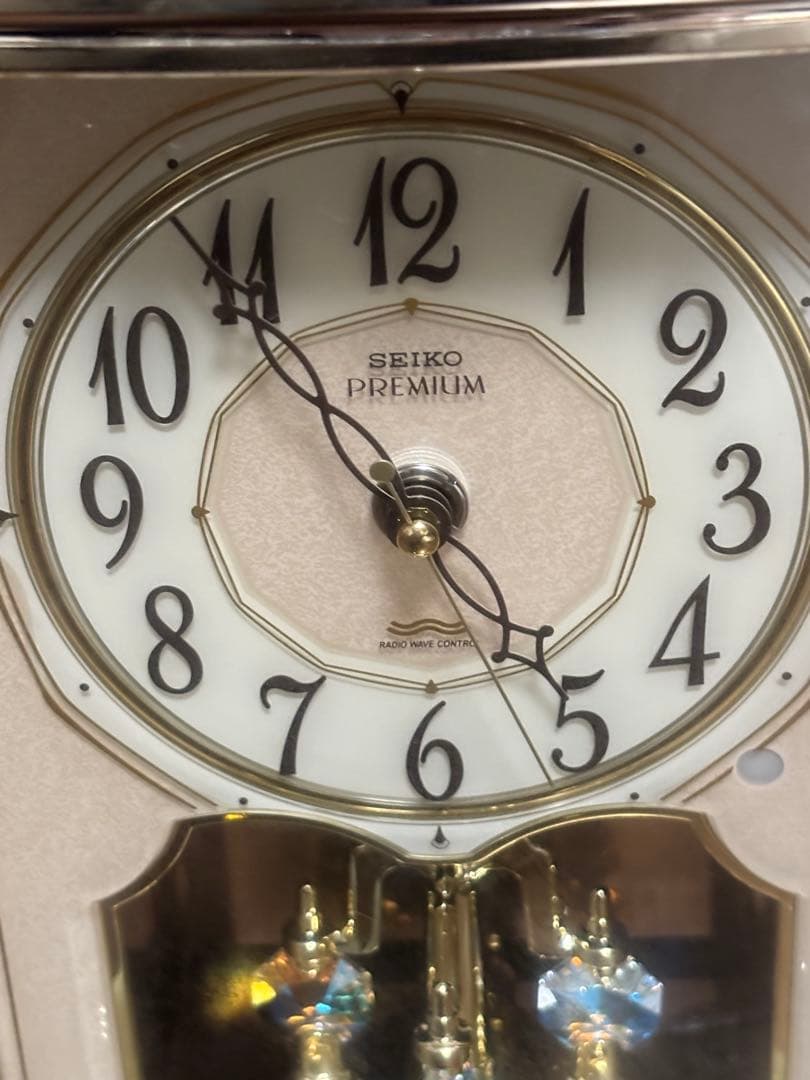 新品未使用 高級セイコープレミアムSEIKO木象嵌 電波時計 置時計LW207