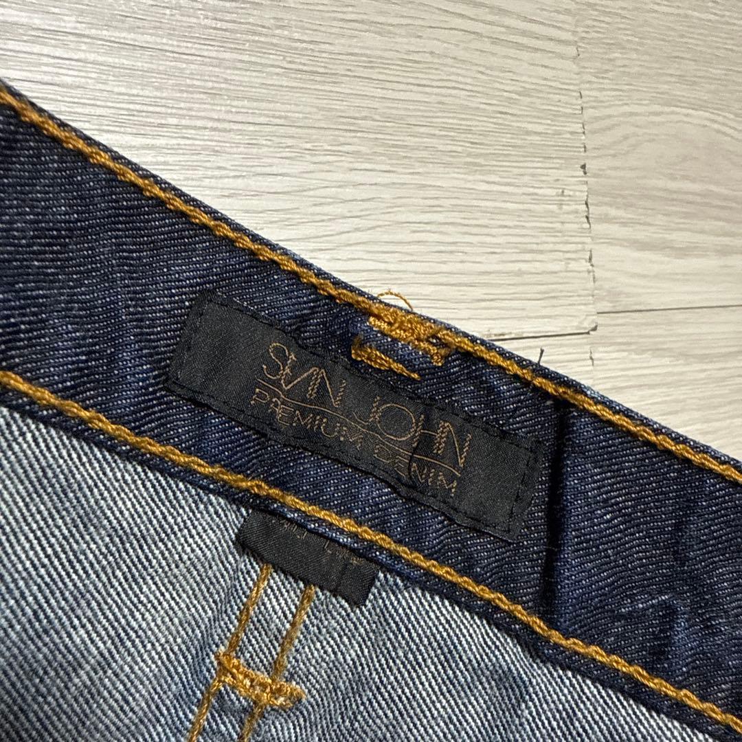 SEAN JOHN プレミアムデニム 濃紺 極太 バギー ワイド デニムパンツ