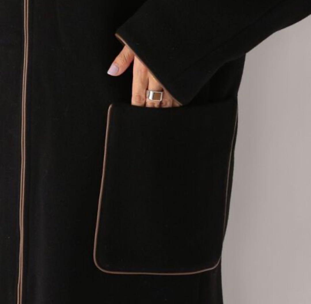 【SHIPS any】ノーカラーパイピングロングコート