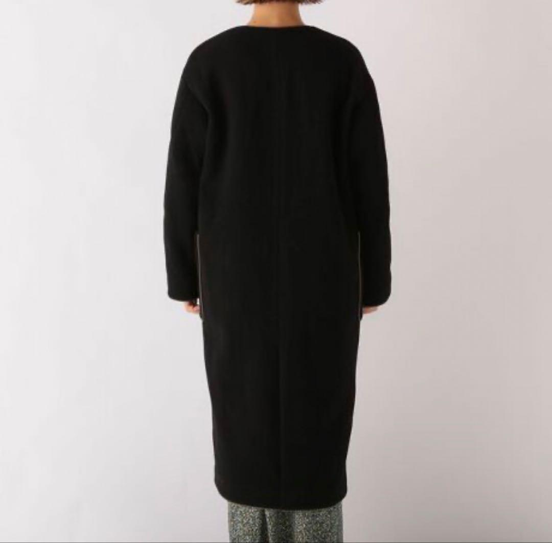 【SHIPS any】ノーカラーパイピングロングコート