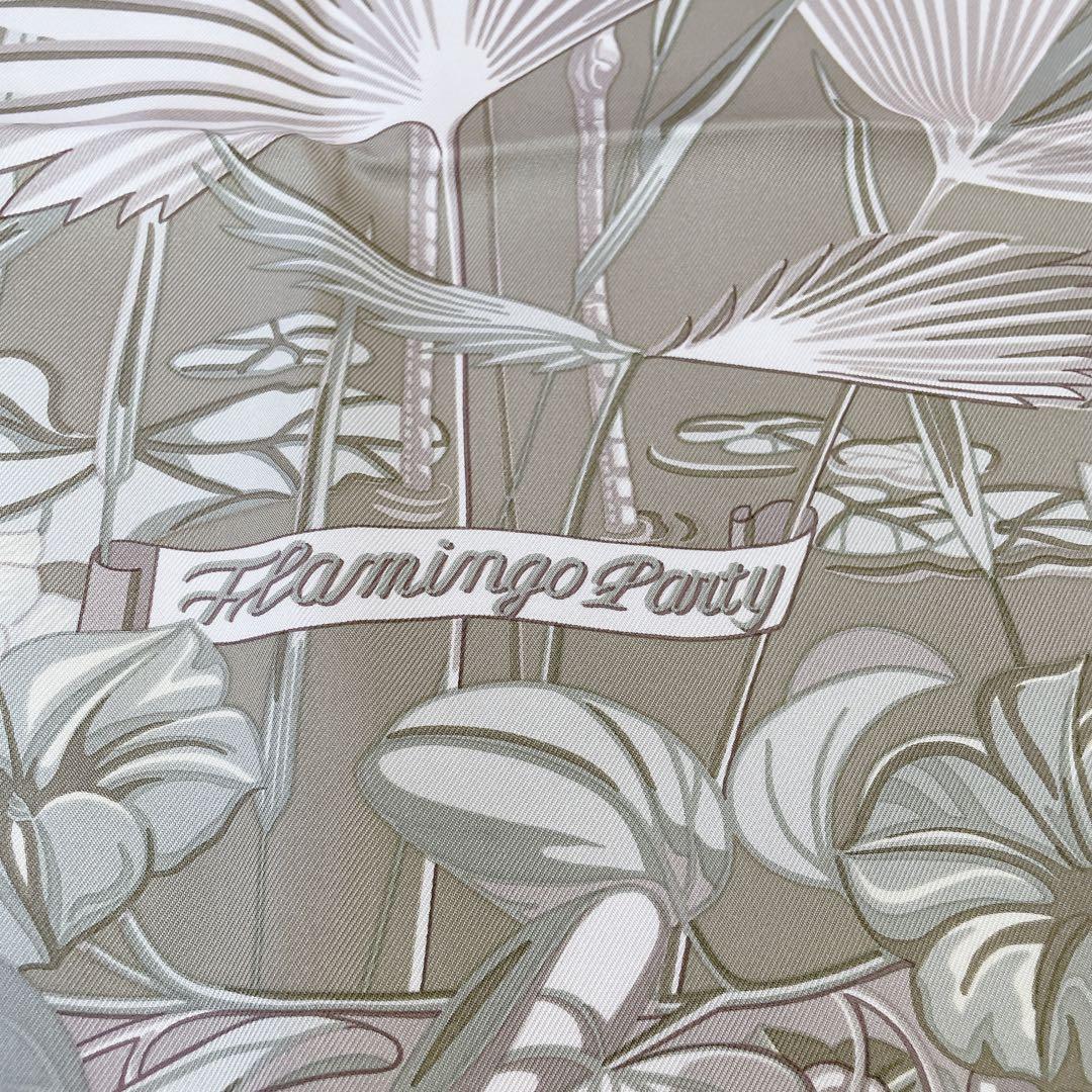 極美品 エルメス カレ90 フラミンゴパーティー スカーフ シルク100