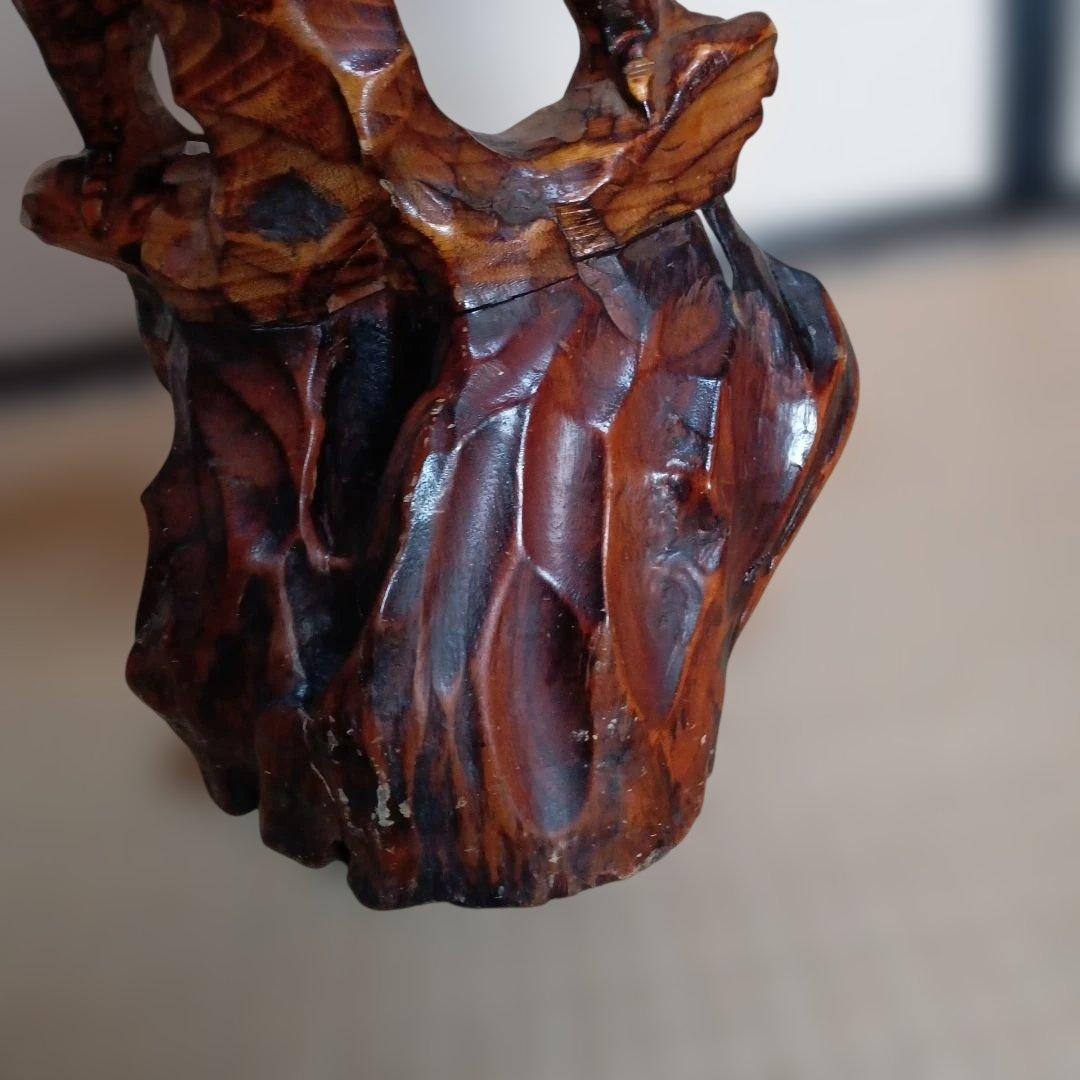 大型 木彫り 鷲 置物 一刀彫 彫刻芸術品 ヴィンテージ 民芸品