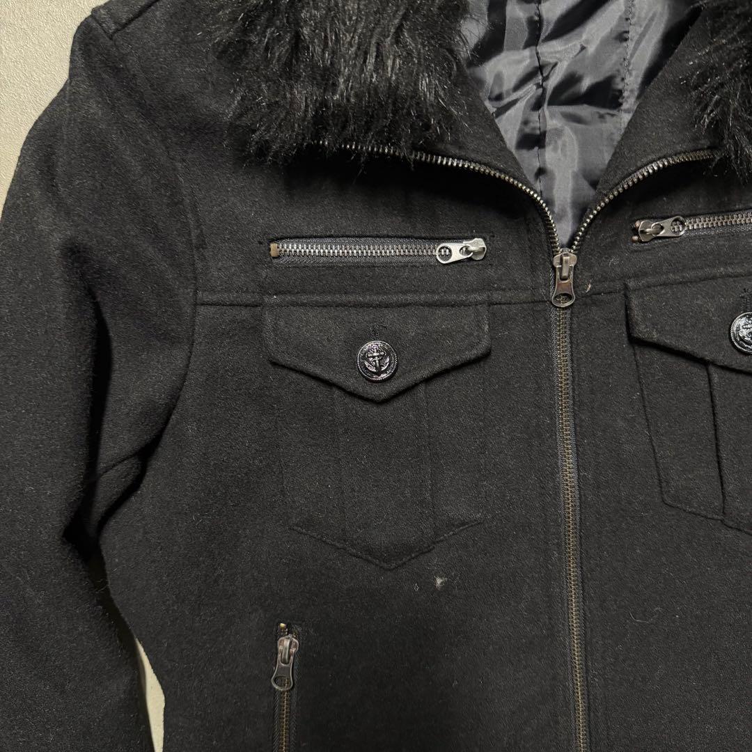 00s archive ファー付きwool jacket