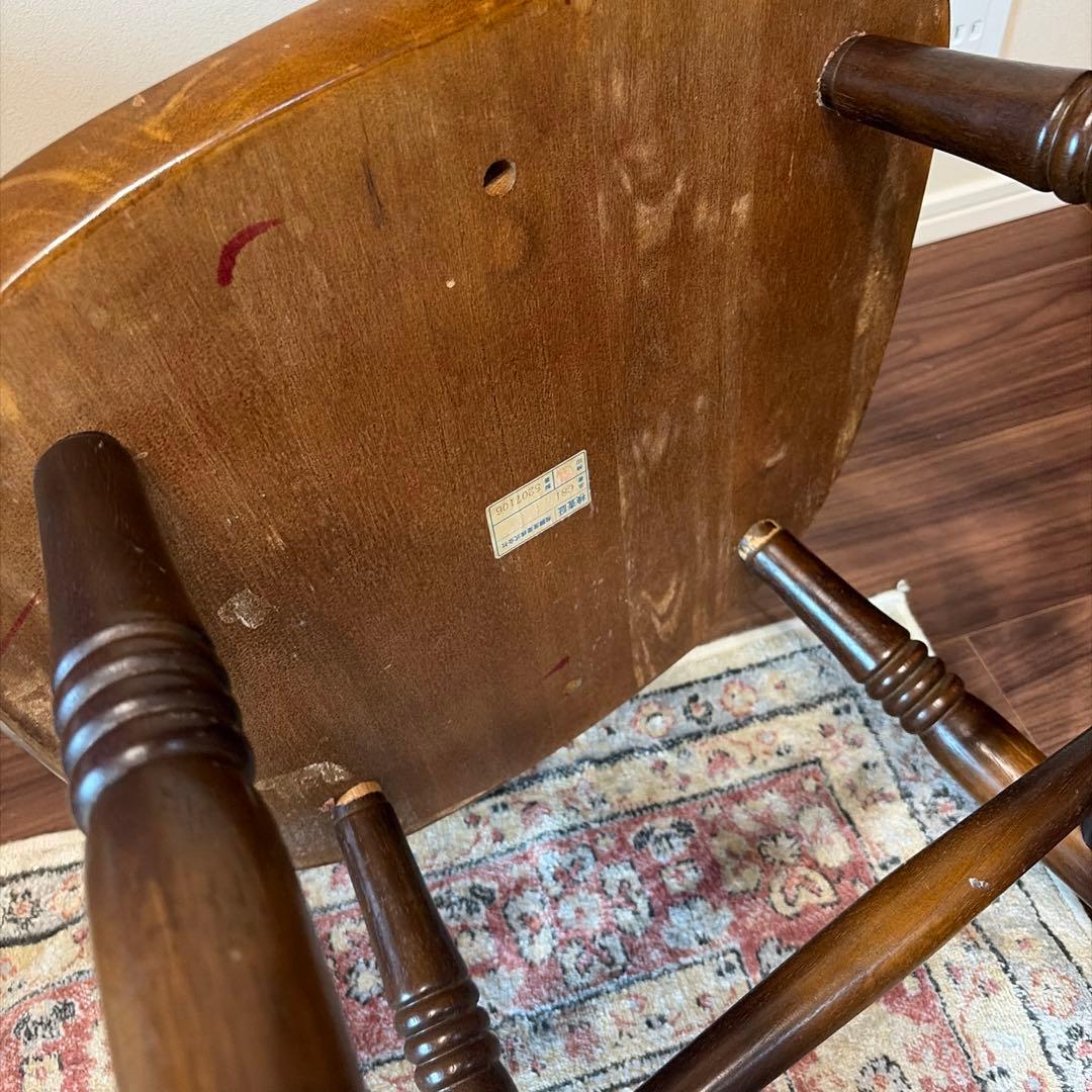 飛騨産業♡キツツキマーク♡昭和レトロダイニングチェア スピンドルバック