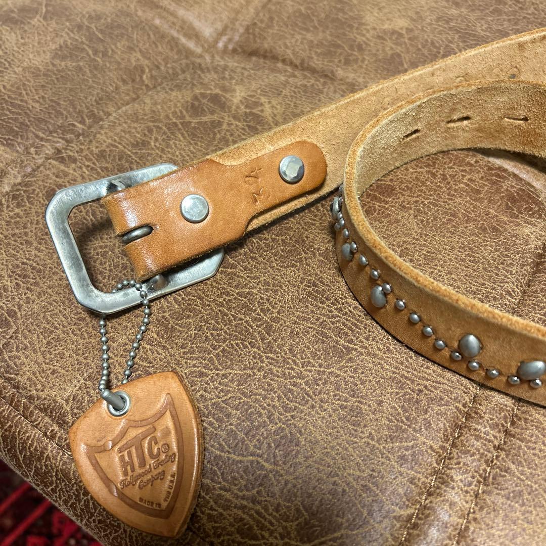 HTC スタッズ付きレザーベルト 34