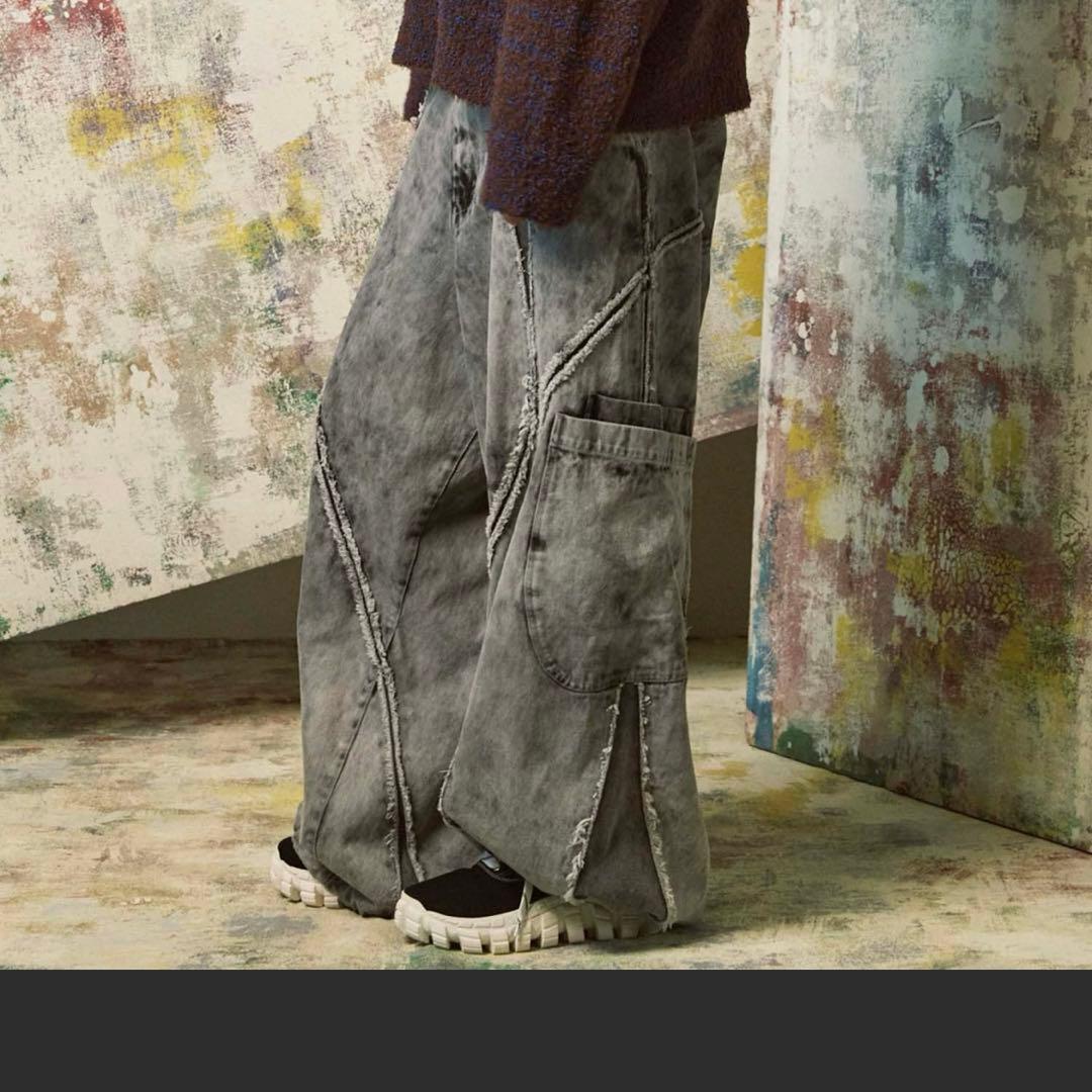 デニム切り替えエイリアンワイドパンツ メゾンスペシャル ライトグレー