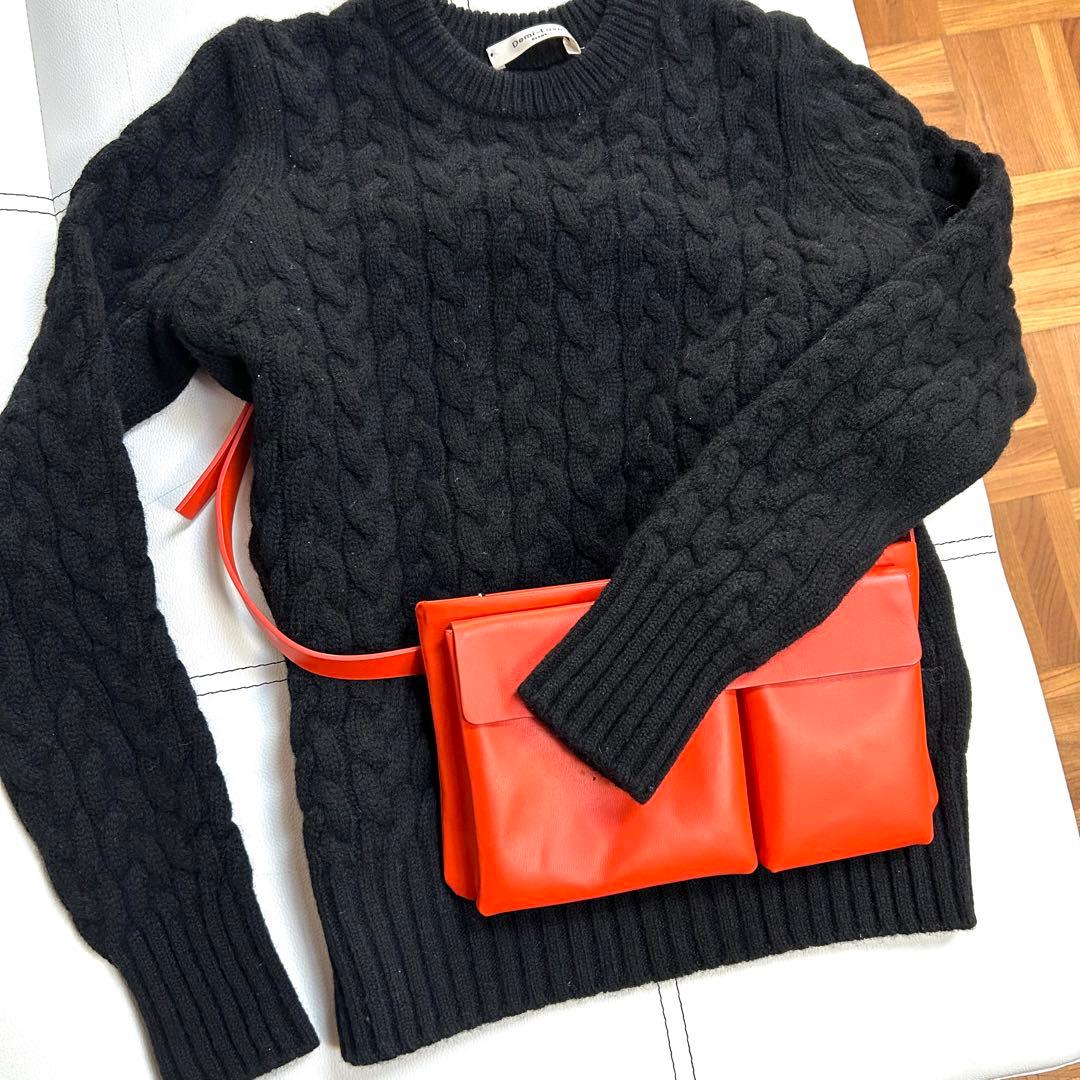 COS レザー ショルダーバッグ ウエストバッグ　オレンジ