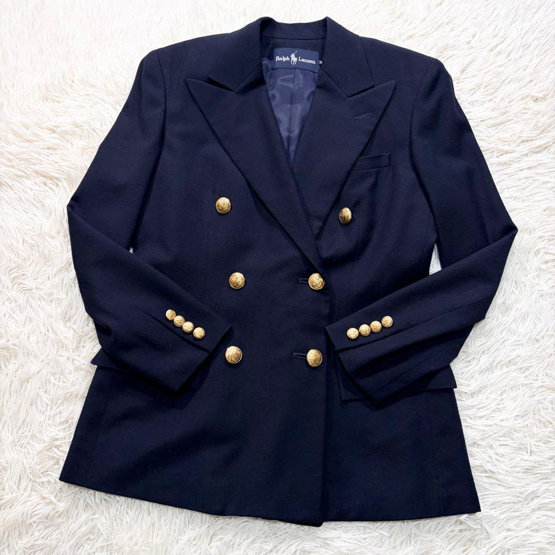 ✨美品✨高級感✨ラルフローレン 紺ブレ ダブルジャケット ブレザー 金