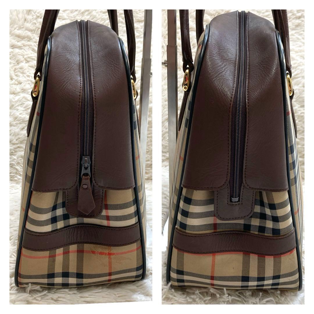 バーバリー ボストンバッグ ノバチェック ホースロゴ A4可 キャンバス