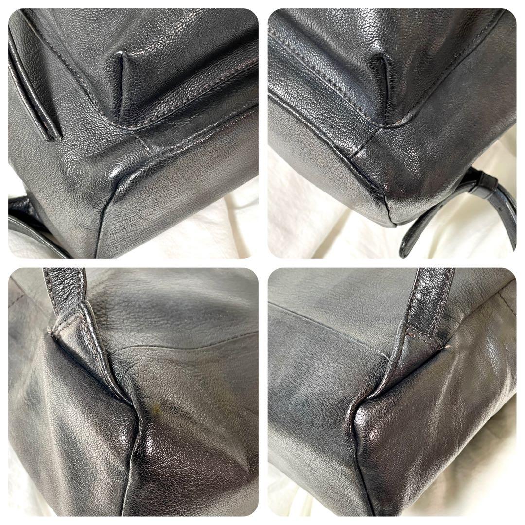 ■美品■ゲンテン　レザーリュック　ゴートヌメ　グレージュブラック