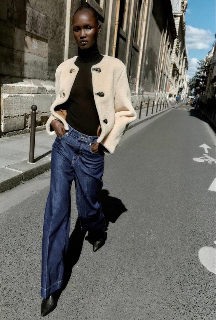 ZARA】ザラ M トグルボタンフェイクファージャケット エクリュ - メルカリ