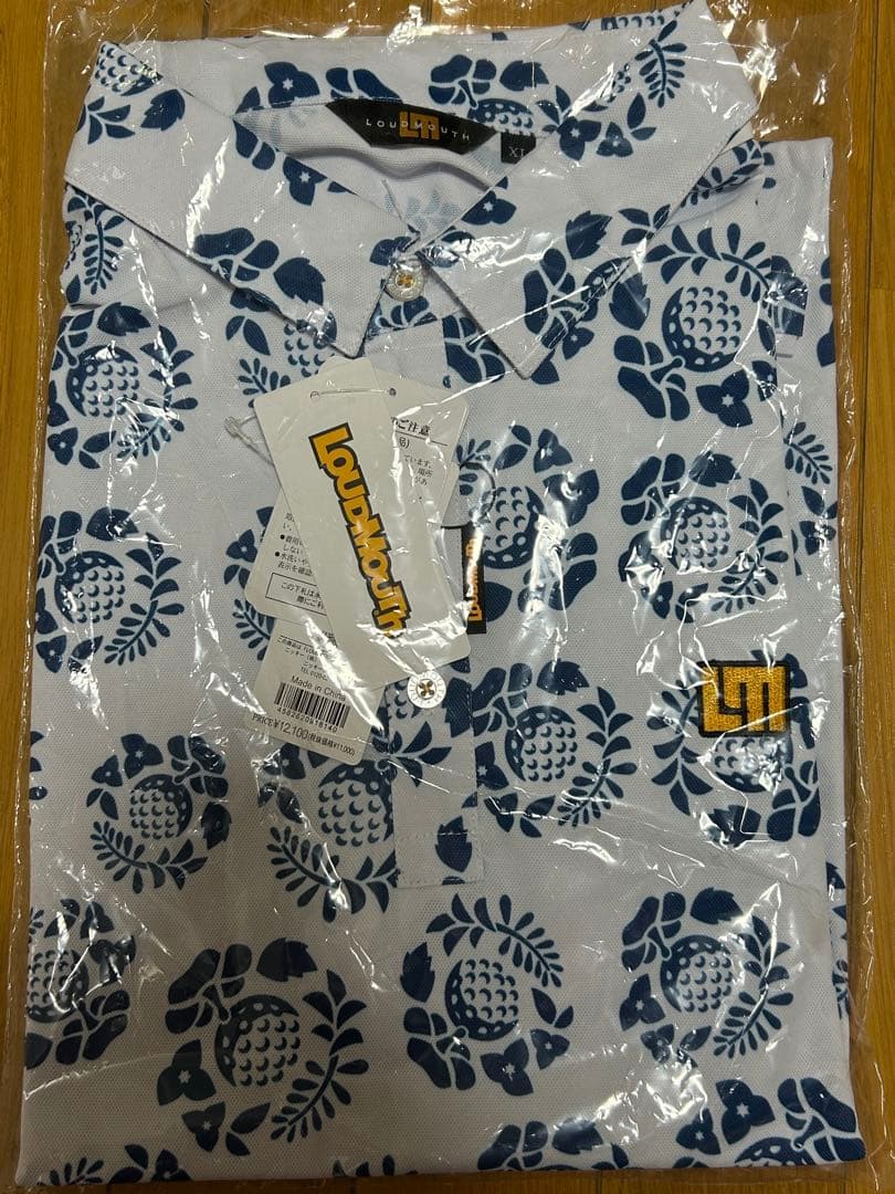 LHT 花柄 メンズシャツ ホワイト/ネイビー