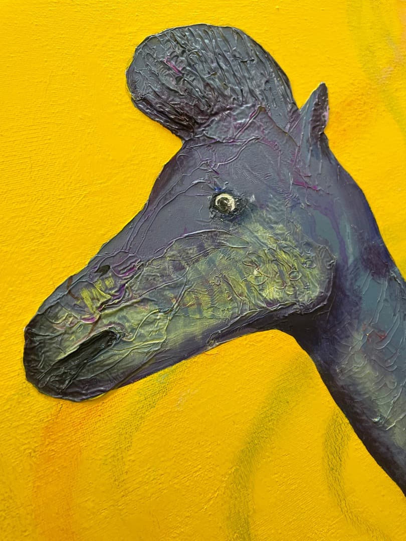 真作】北條菜津子『未来からの来訪者』2008年 油彩 アクリル