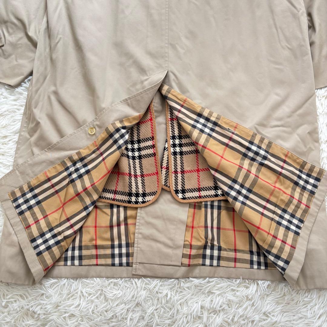 バーバリー ノバチェック ステンカラーコート　ライナー付 メンズL相当アイボリー