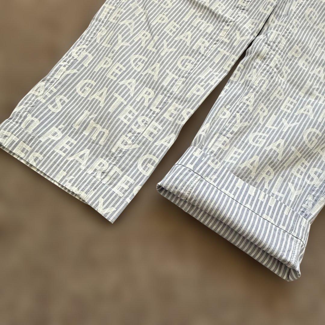 パーリーゲイツ　パンツ　L〜XL相当 総柄　ストライプ　白　5 コットン素材