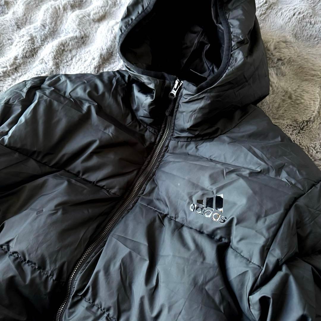 adidas ブラック ロングダウン ベンチコート XXXL アディダス ライン