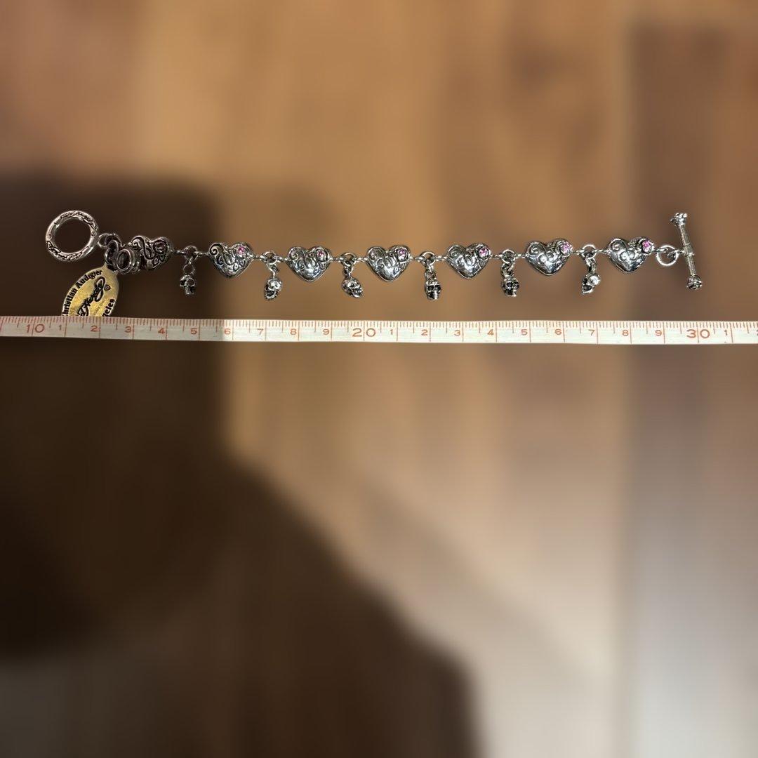 エドハーディ　ブレスレット　ハート　スカル　ルビー　ロゴ　プレート