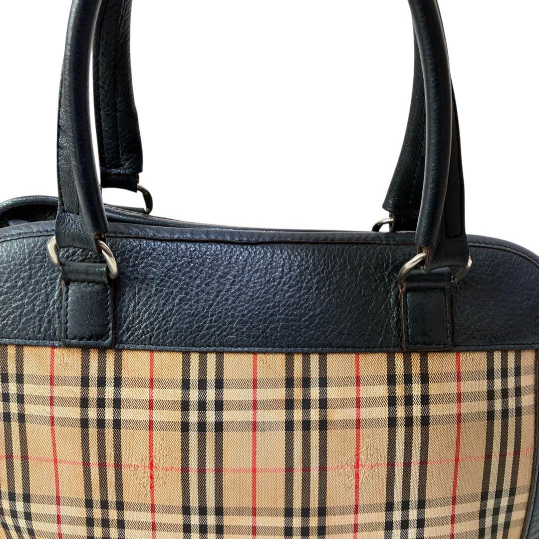 バーバリー Burberrys ノバチェック 黒レザー ボストン