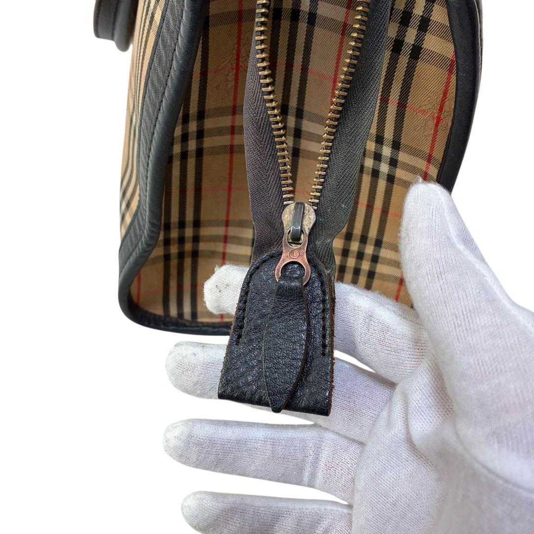 バーバリー Burberrys ノバチェック 黒レザー ボストン