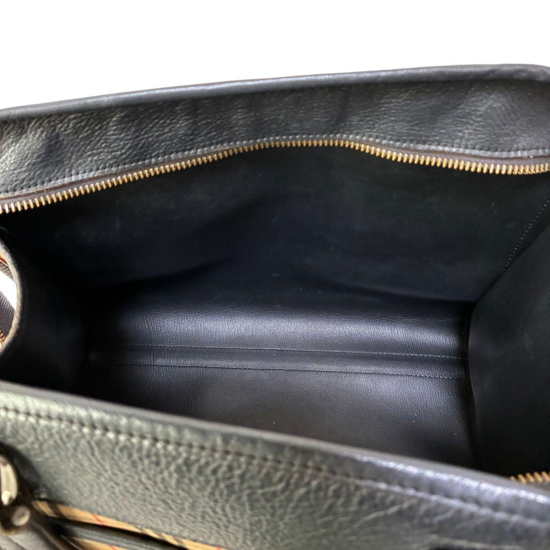 バーバリー Burberrys ノバチェック 黒レザー ボストン