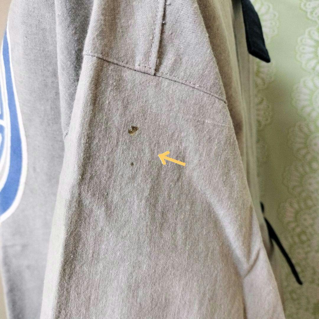 ハンドメイド　割烹着　藍染リメイク　半纏リメイク　印半纏　グレー　家紋