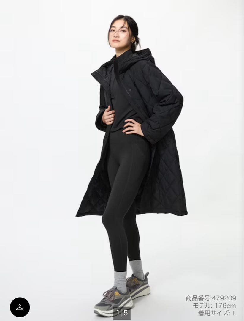 【新品未使用】ユニクロ　パフテックロングコートリラックスフィット　黒　Lサイズ