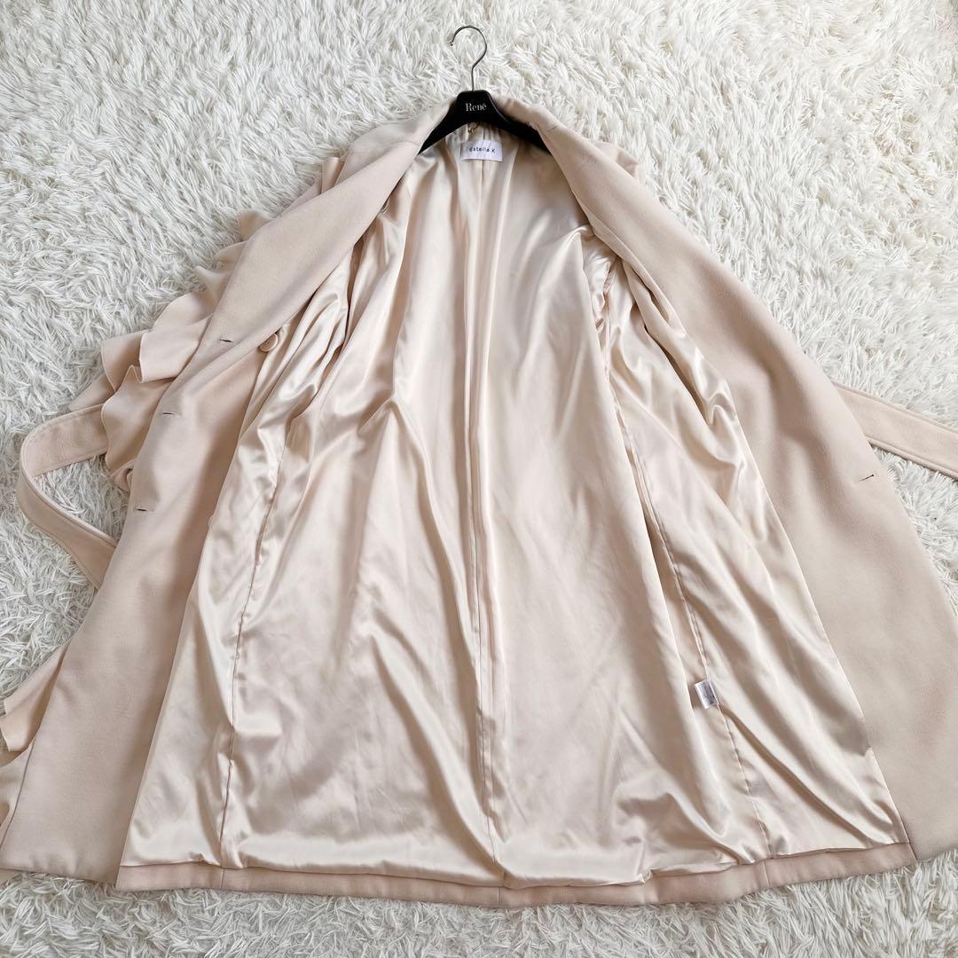 【着用短時間3.4回】エステラケー　フリルベルテッドコート　ホワイト