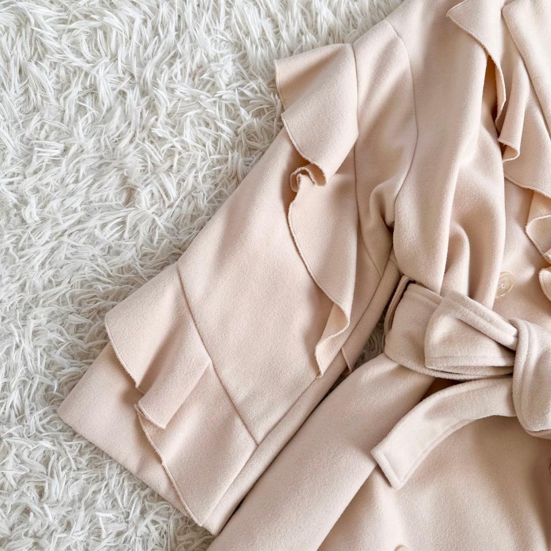 【着用短時間3.4回】エステラケー　フリルベルテッドコート　ホワイト