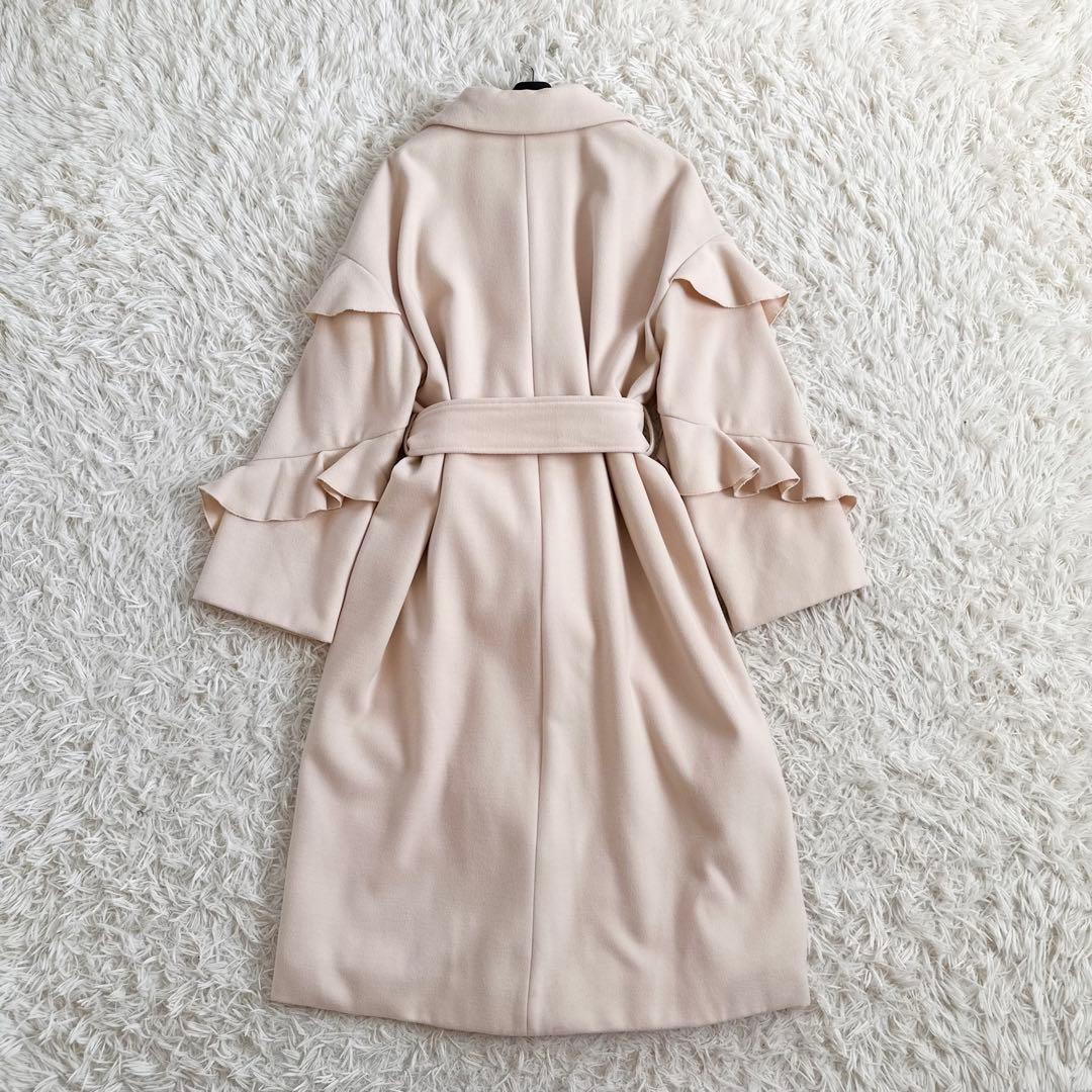 【着用短時間3.4回】エステラケー　フリルベルテッドコート　ホワイト