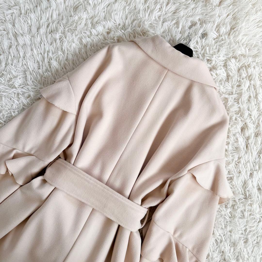 【着用短時間3.4回】エステラケー　フリルベルテッドコート　ホワイト