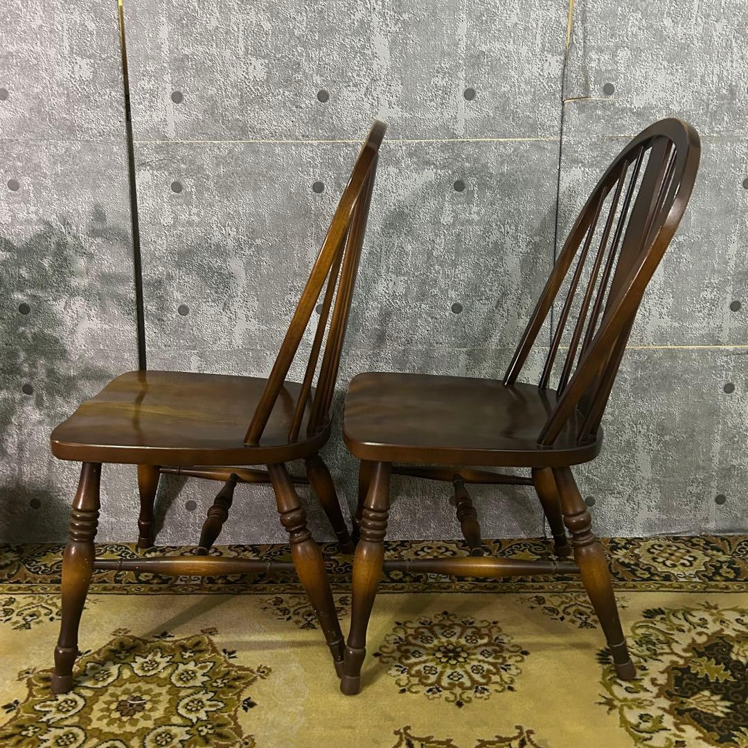 あき꧁飛騨産業 HIDA꧂キツツキマーク ボウバックチェア2脚 ウィンザー