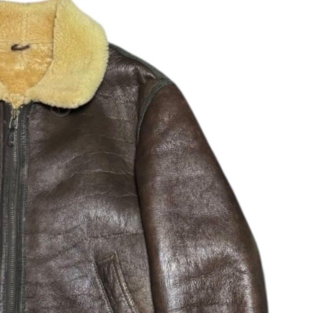 B-3 本革 ボンバージャケット リアルムートン シープスキン 濃茶 LLサイズ