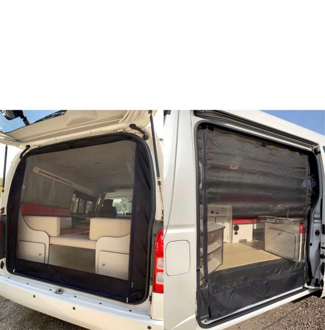 ハイエース　200系ワイドミドルルーフ　防虫　ネット　左サイド ＋リア　セット