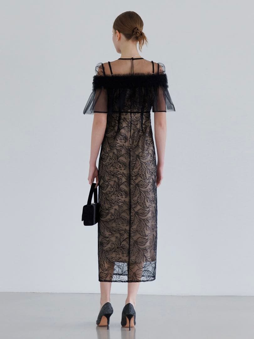 3WAYフラワーチュールアシンメトリーIラインワンピースドレス結婚式パーティー