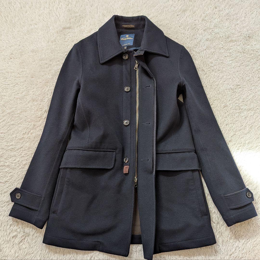 ブルックスブラザーズ　ロロピアーナ　ネイビー ステンカラーコート ウールコート
