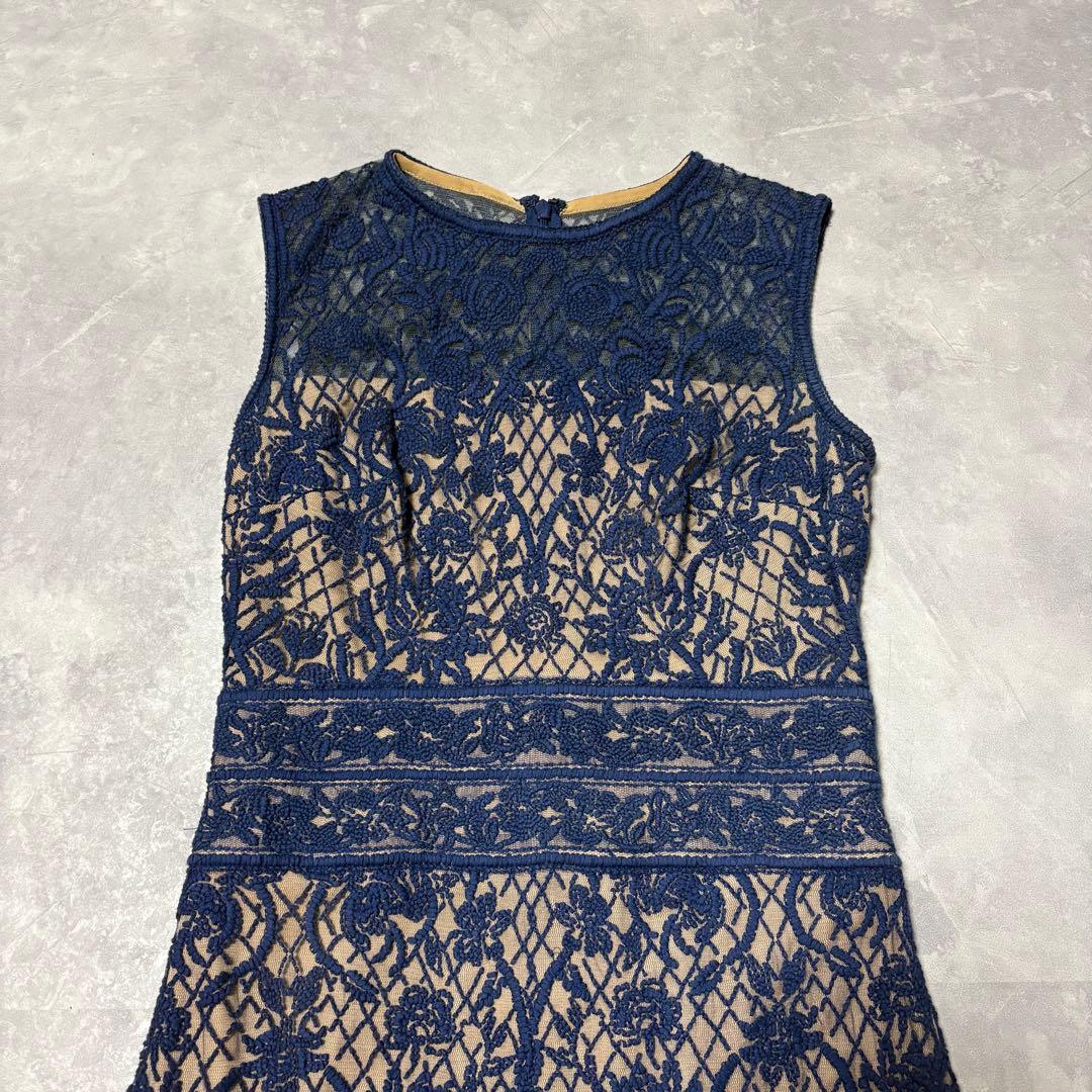 タダシショージ レース ワンピース 花柄 ノースリーブ