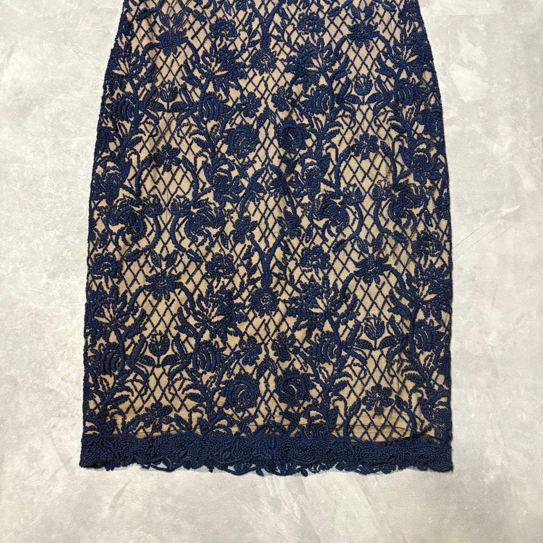 タダシショージ レース ワンピース 花柄 ノースリーブ